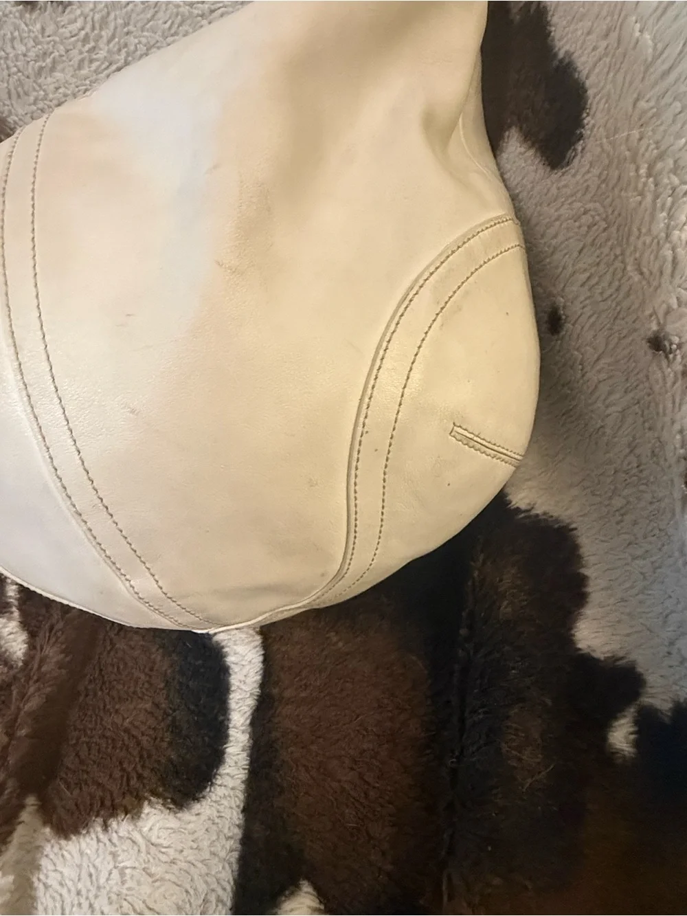 Coach Women’s Cream White Leather Soho Hobo Bag with camel strap Y2K